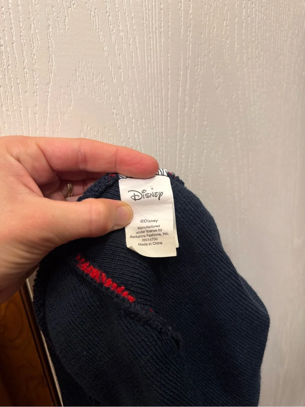 Disney Mickey Mouse Toddler Beanie Hat 2T-5T Red Navy Striped Embroidered